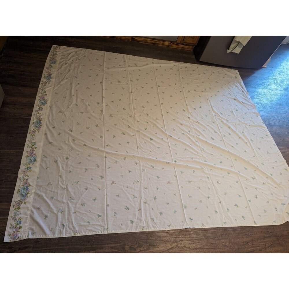 Vintage Mohawk Tastemaker No-Iron Muslin Queen Flat Sheet Floral Made in USA